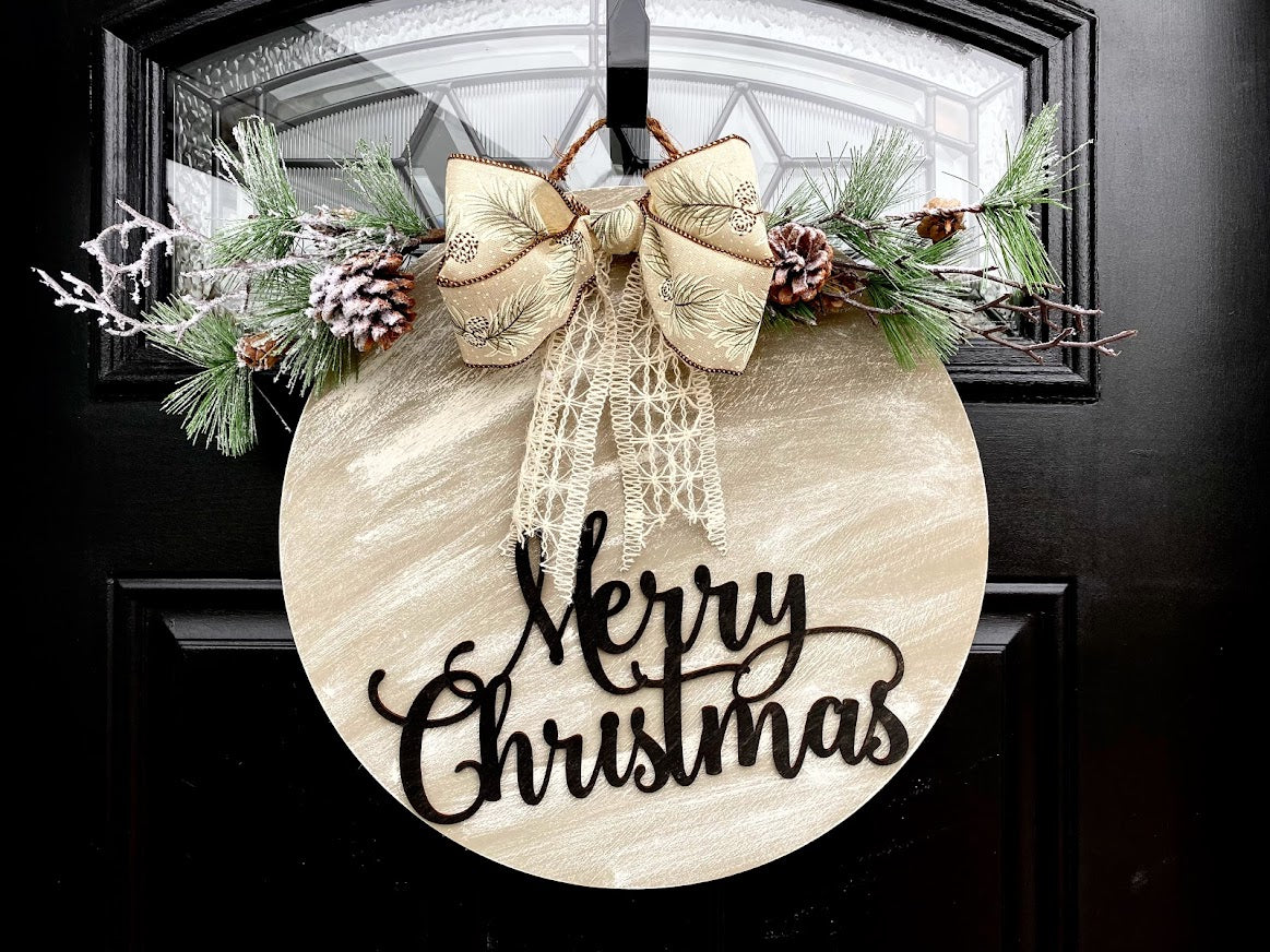 Merry Christmas Door Hanger Rustic - B-Cozy Home Decor