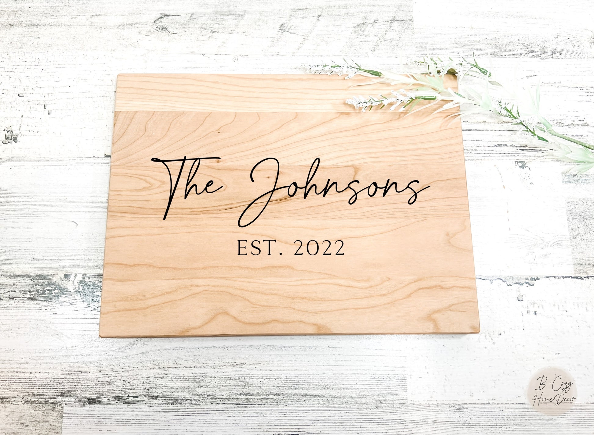 Cutting Board Decor with Last Name and Established Date