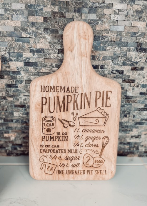 Pumpkin Pie Recipe Cutting Board - B-Cozy Home Decor